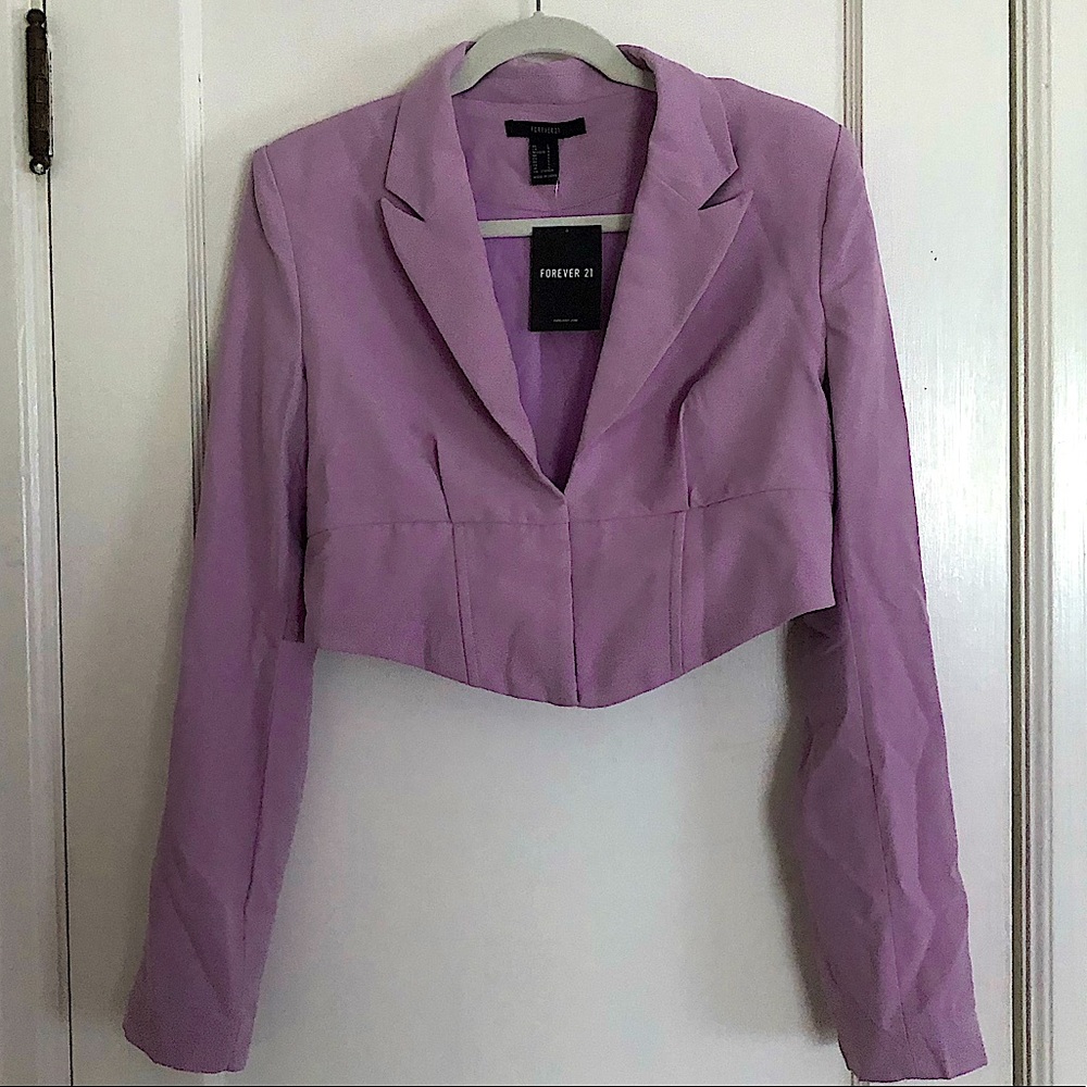 Forever 21 Lavender Cropped Hook and Eye Blazer